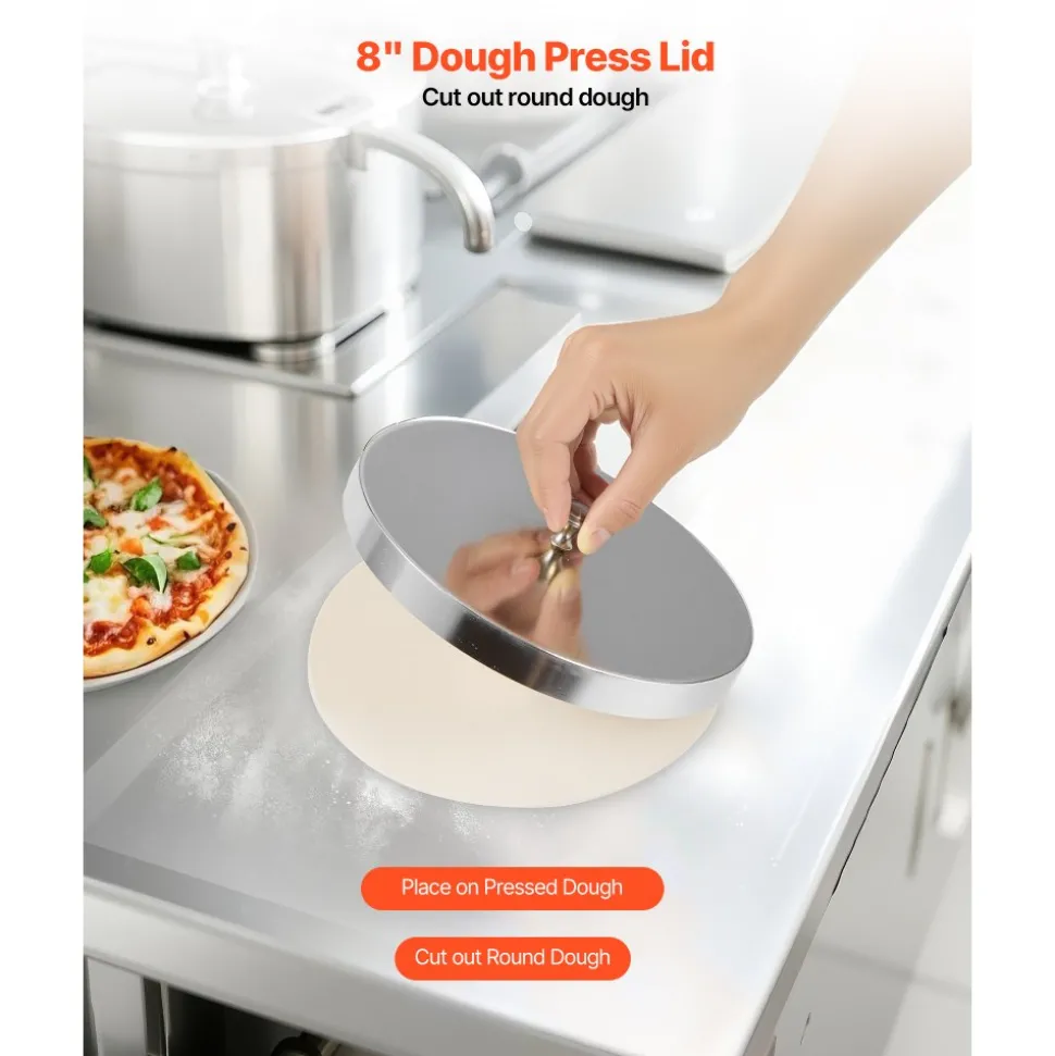 VEVOR Pizza Dough Roller Sheeter, 3-16 Inch Semi-automatic Stainless Steel Pizza Press, Commercial Electric 390W Pasta Maker Machine, 260 pcs Per Hour, Adjustable Thickness, with Dough Press Lid