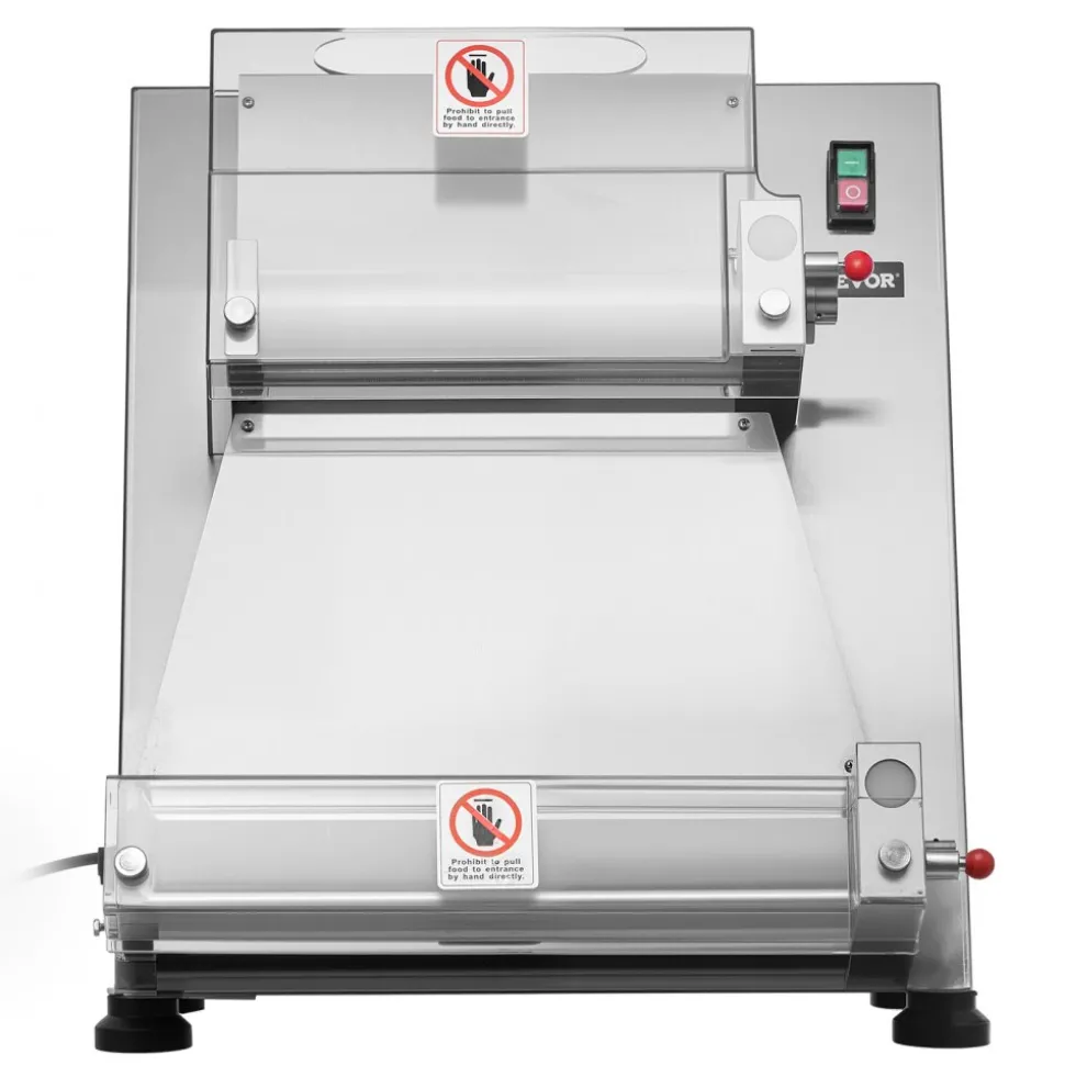 VEVOR Pizza Dough Roller Sheeter, 3-16 Inch Semi-automatic Stainless Steel Pizza Press, Commercial Electric 390W Pasta Maker Machine, 260 pcs Per Hour, Adjustable Thickness, with Dough Press Lid