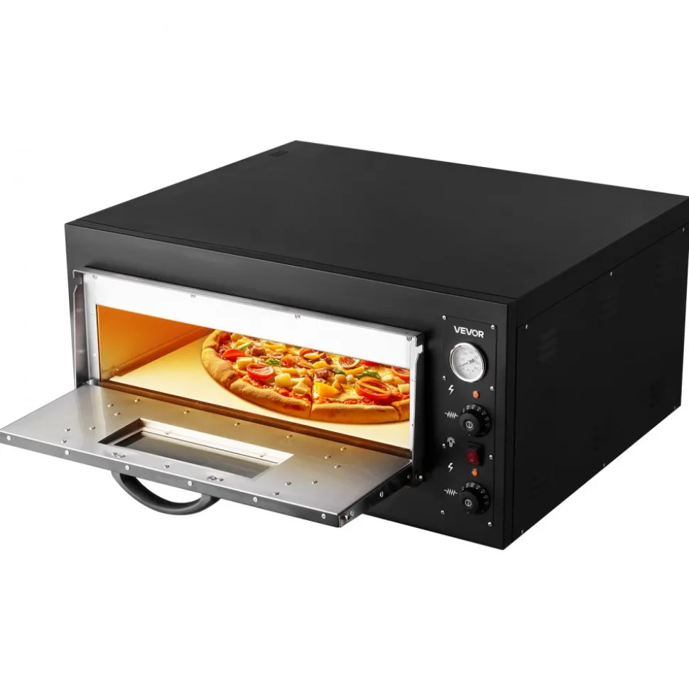 VEVOR Pizza Oven Electric, 24" Commercial Countertop Pizza Oven, 842°F Max Temp, 4200W Indoor Pizza Maker with Thermometer, Dual Temp Control Knob, Even Heat Pizza Cooker for Restaurant and Home Use
