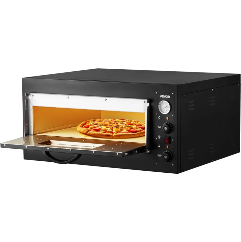 VEVOR Pizza Oven Electric, 24" Commercial Countertop Pizza Oven, 842°F Max Temp, 4200W Indoor Pizza Maker with Thermometer, Dual Temp Control Knob, Even Heat Pizza Cooker for Restaurant and Home Use