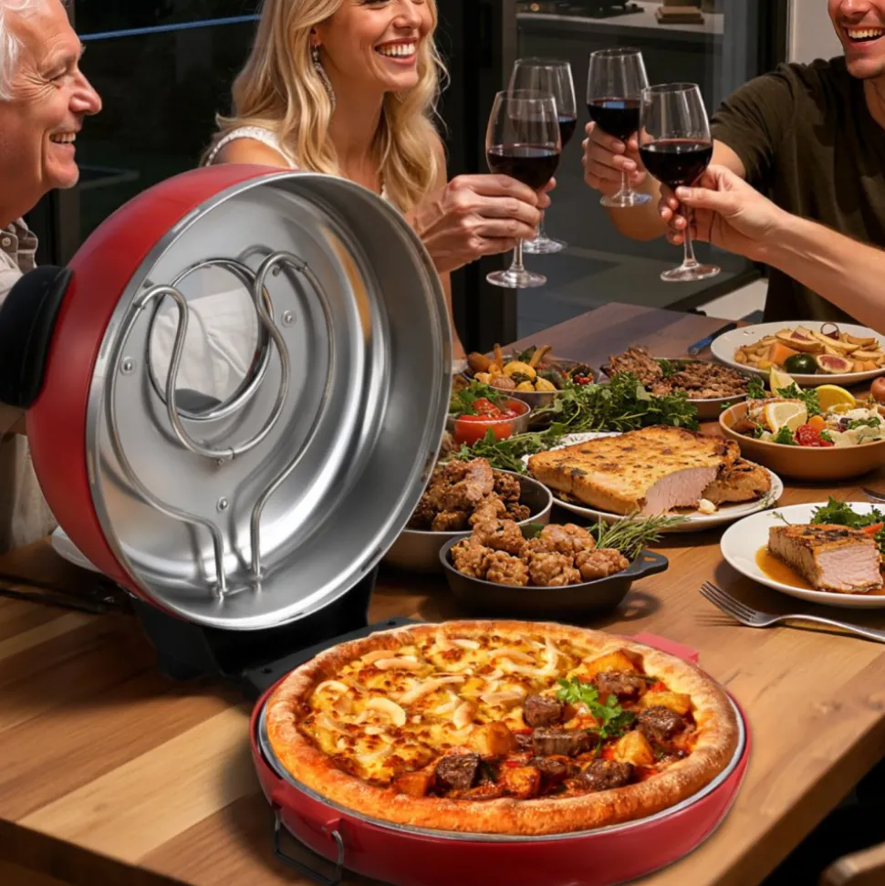 VEVOR Pizza Oven, 14 in Electric Pizza Maker, 1600W Electric Pizzas Cooker with Cordierite Stone, 5-Mode Temperature Control, Viewing Window for Precise Cooking, Heats up to 698 ˚F, for Home Kitchen