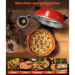 VEVOR Pizza Oven, 14 in Electric Pizza Maker, 1600W Electric Pizzas Cooker with Cordierite Stone, 5-Mode Temperature Control, Viewing Window for Precise Cooking, Heats up to 698 ˚F, for Home Kitchen
