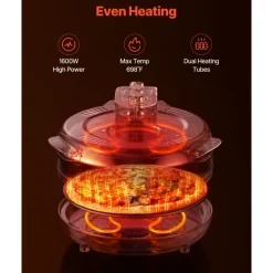 VEVOR Pizza Oven, 14 in Electric Pizza Maker, 1600W Electric Pizzas Cooker with Cordierite Stone, 5-Mode Temperature Control, Viewing Window for Precise Cooking, Heats up to 698 ˚F, for Home Kitchen