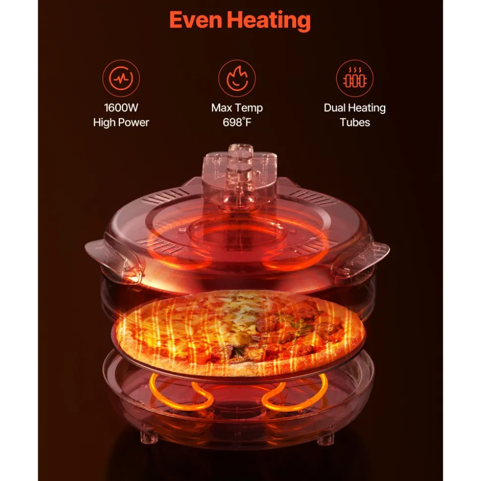 VEVOR Pizza Oven, 14 in Electric Pizza Maker, 1600W Electric Pizzas Cooker with Cordierite Stone, 5-Mode Temperature Control, Viewing Window for Precise Cooking, Heats up to 698 ˚F, for Home Kitchen
