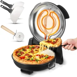 VEVOR Pizza Oven, 12 in Electric Pizza Maker, 1200W Electric Pizzas Cooker with Cordierite Stone, 5-Mode Temperature Control, Viewing Window for Precise Cooking, Heats up to 788 ˚F, for Home (Black)