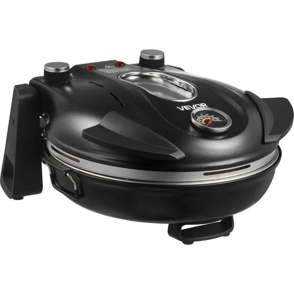 VEVOR Pizza Oven, 12 in Electric Pizza Maker, 1200W Electric Pizzas Cooker with Cordierite Stone, 5-Mode Temperature Control, Viewing Window for Precise Cooking, Heats up to 788 ˚F, for Home (Black)