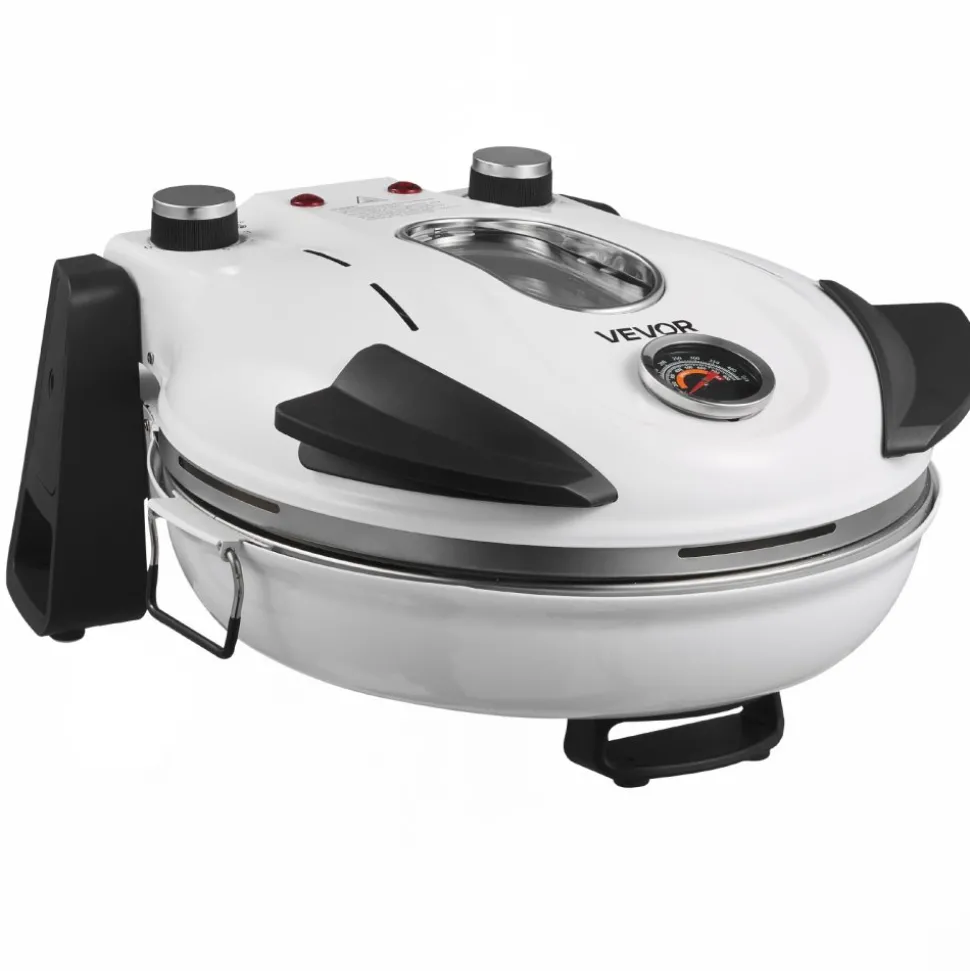 VEVOR Pizza Oven, 12 in Electric Pizza Maker, 1200W Electric Pizzas Cooker with Cordierite Stone, 5-Mode Temperature Control, Viewing Window for Precise Cooking, Heats up to 788 ˚F, for Home (White)