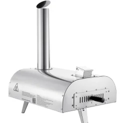 VEVOR Pizza Oven Outdoor, 12" Pellet Pizza Oven, Portable Pizza-Stove with Built-in Thermometer, Wood Fired Stainless Steel Pizza-Maker, for Backyard, Camping, Pizza-Stone, Shovel, Carry Bag, Silver