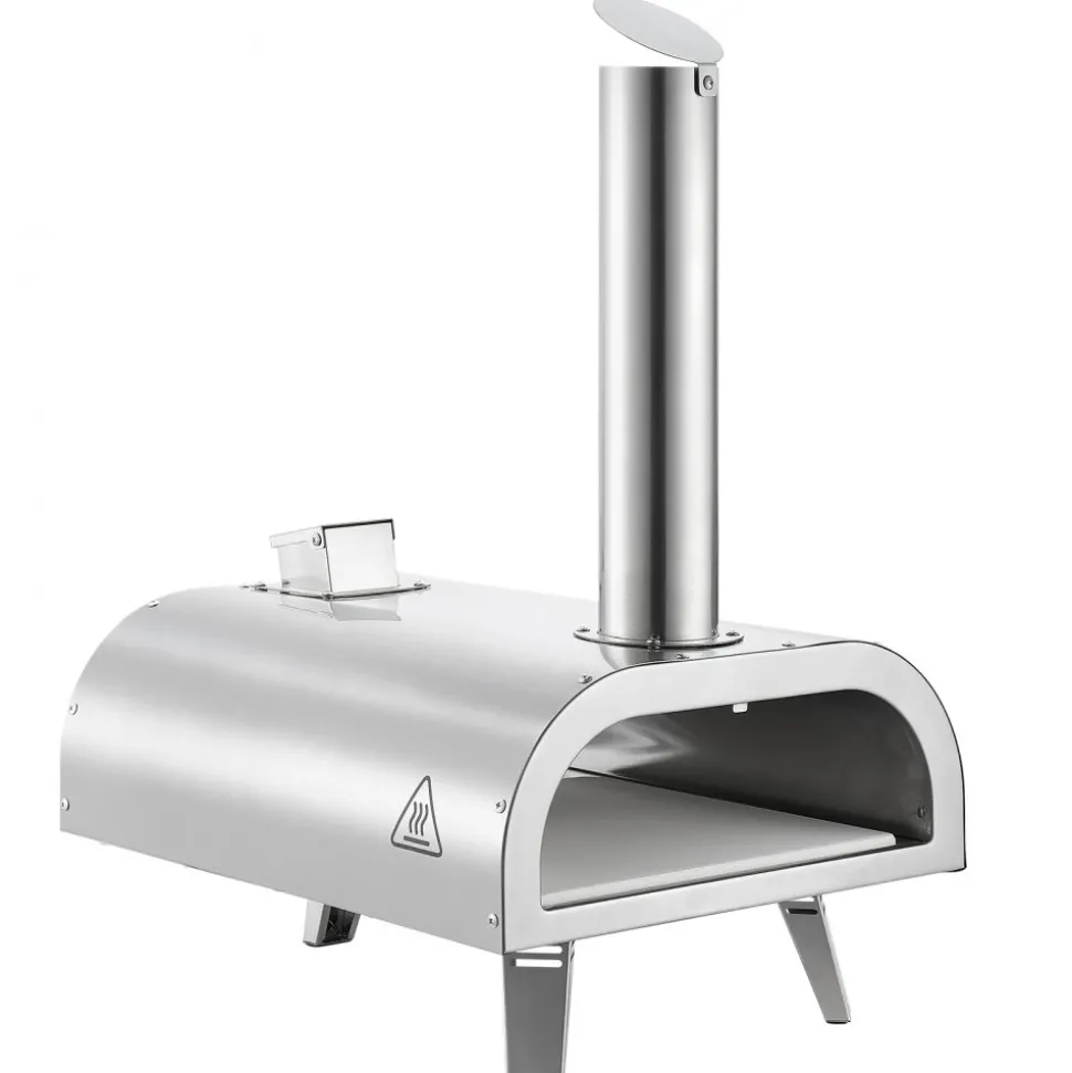 VEVOR Pizza Oven Outdoor, 12" Pellet Pizza Oven, Portable Pizza-Stove with Built-in Thermometer, Wood Fired Stainless Steel Pizza-Maker, for Backyard, Camping, Pizza-Stone, Shovel, Carry Bag, Silver