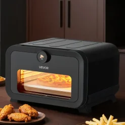 VEVOR Pizza Oven, 8 Presets Electric Pizza Ovens Air Fry Combo, 12-Inch Indoor Pizza Maker Smart Knob Control , 750°F Max Temp, IPX4 Waterproof Countertop Pizza Cooker w/Pizza Stone,Fry Basket