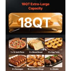 VEVOR Pizza Oven, 8 Presets Electric Pizza Ovens Air Fry Combo, 12-Inch Indoor Pizza Maker Smart Knob Control , 750°F Max Temp, IPX4 Waterproof Countertop Pizza Cooker w/Pizza Stone,Fry Basket