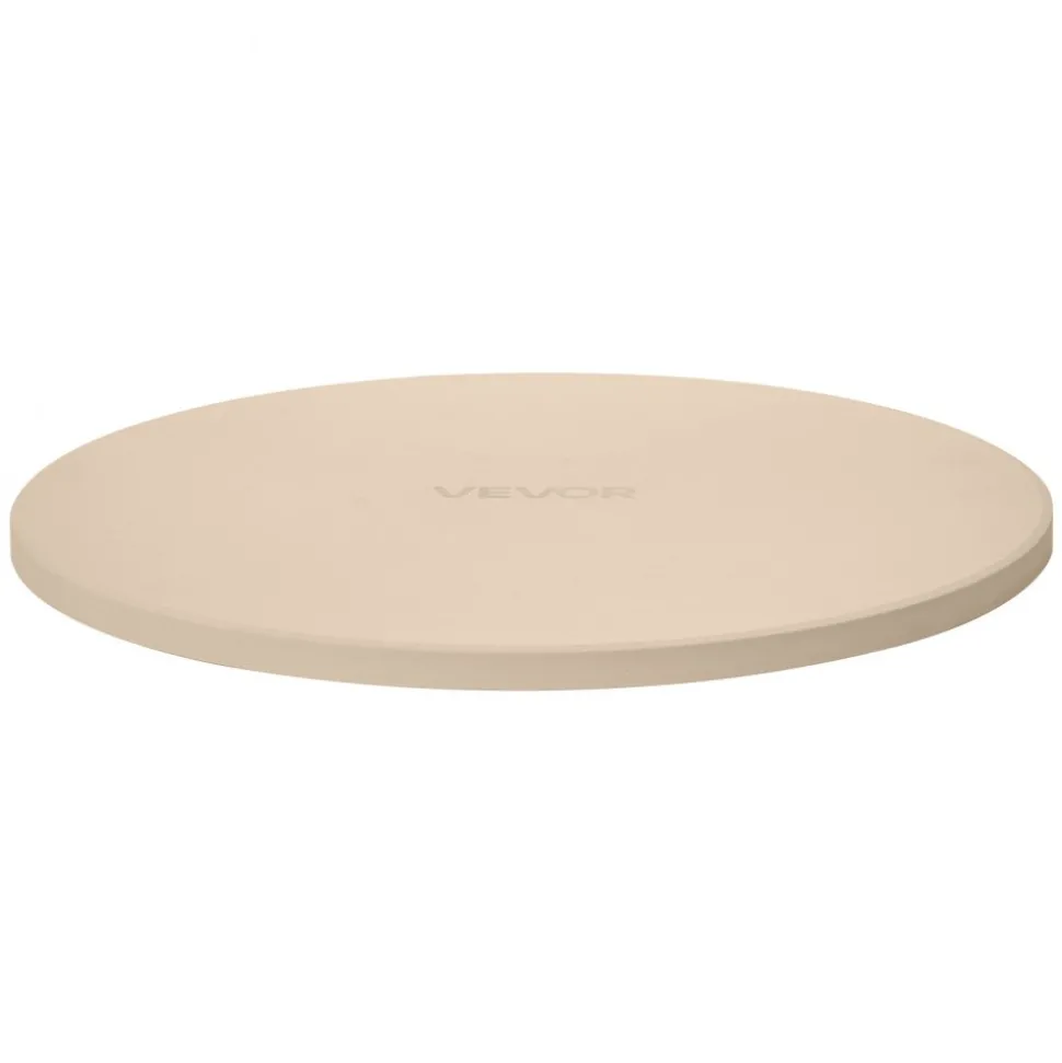 VEVOR Pizza Stone, 15 in Round Pizza Stone, 0.67 in Large Cordierite Baking-Stone with Metal Peel, Scrape, 1450℉ Heat-Resistant Cooking Stones, for Kitchen Oven, Baking Pizzas, BBQ Grilling