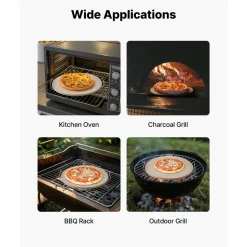 VEVOR Pizza Stone, 16 in Round Pizza Stone, 0.67" Thick Extra Large Baking-Stone with Rack Stand, 1450℉ Heat-Resistant Cooking Stones, for Kitchen Oven, Baking Pizzas, BBQ Grill