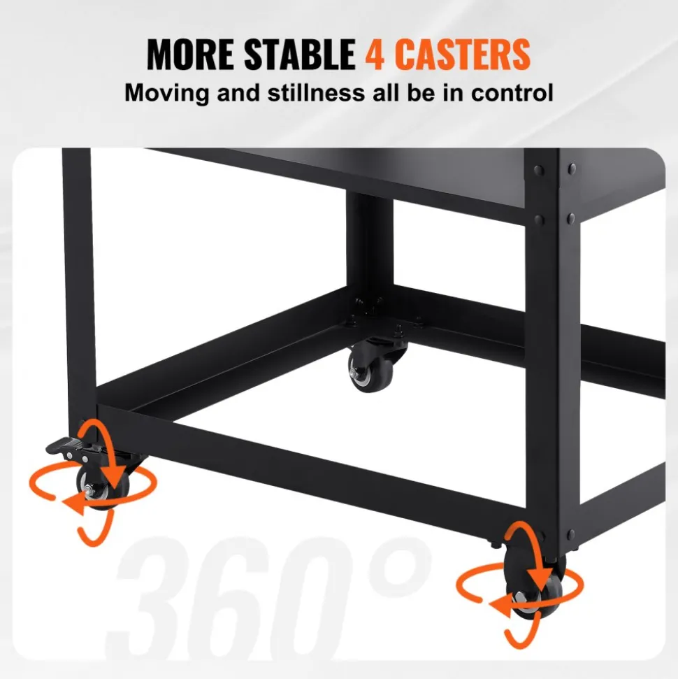 VEVOR Planer Stand, 100 lbs / 45 kg heavy loads, Three-Gear Height Adjustable Thickness Planer Table,with 4 Stable Casters & Storage Space, for most planers, saws, bench-top machines, power tools