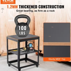 VEVOR Planer Stand, 100 lbs / 45 kg heavy loads, Three-Gear Height Adjustable Thickness Planer Table,with 4 Stable Casters & Storage Space, for most planers, saws, bench-top machines, power tools