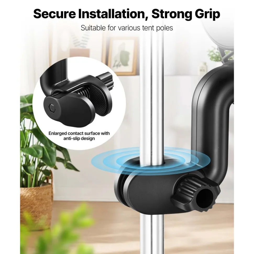 VEVOR Plant Fan, Grow Tent Clip On Fan, Type-C Port with 9 Speeds & Circulation Mode, Smart Control, Powerful Oscillating, for Hydroponics Circulation Cooling, Black, 2 Pack