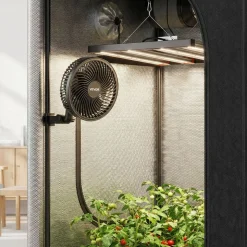 VEVOR Plant Fan, Grow Tent Clip On Fan, Type-C Port with 9 Speeds & Circulation Mode, Smart Control, Powerful Oscillating, for Hydroponics Circulation Cooling, Black, 2 Pack