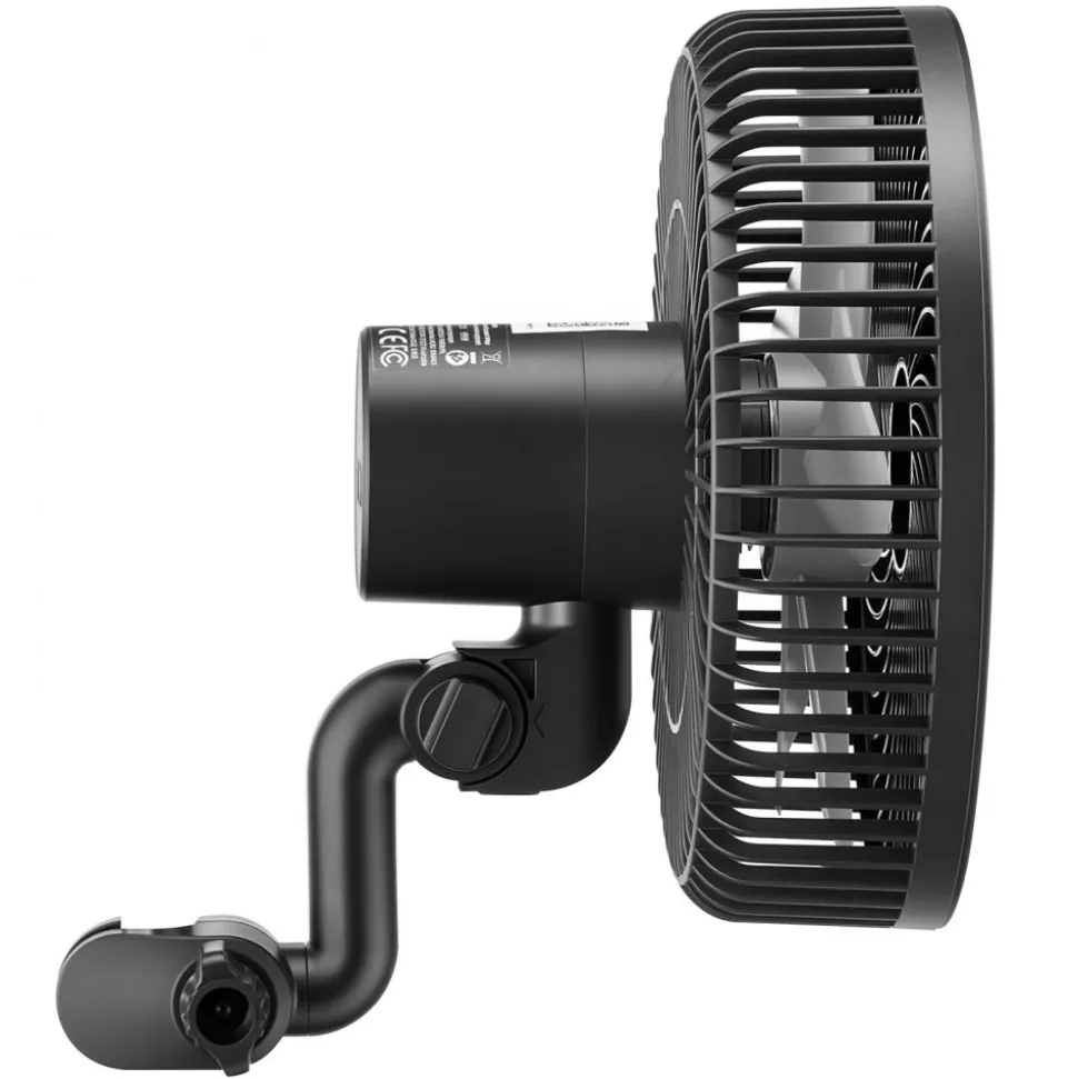 VEVOR Plant Fan, Grow Tent Clip On Fan, Type-C Port with 9 Speeds & Circulation Mode, Smart Control, Powerful Oscillating, for Hydroponics Circulation Cooling, Black, 1 Pack