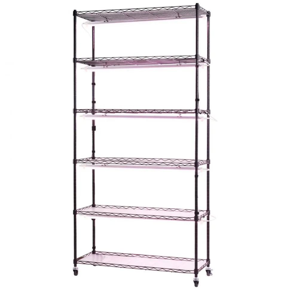 VEVOR Plant Shelf with Grow Light, 6-Tier Indoor Plant Stand, 71in Tall Indoor Plants Display Rack with Wheels & Timer, 150W 3800K Full Spectrum Grow Lights, Metal Flower Pot Holder for Seed Starting