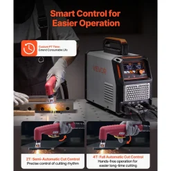 VEVOR Plasma Cutter, 50A Non-Touch Pilot Arc Plasma Cutting Machine, 110V/220V Dual Voltage Digital Display IGBT Inverter - with 2T/4T Function & Adjustable PA/PT Time for Home Repairs, Workshops