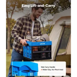 VEVOR Plastic Collapsible Storage Bins, 25L 3 Packs, Stackable Folding Storage Crates with Handles, Holds 22 lbs Per Bin, Foldable Heavy Duty Containers, Space-Saving Baskets, for Home Organizing