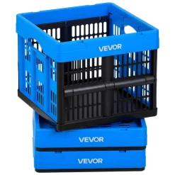 VEVOR Plastic Collapsible Storage Bins, 25L 3 Packs, Stackable Folding Storage Crates with Handles, Holds 22 lbs Per Bin, Foldable Heavy Duty Containers, Space-Saving Baskets, for Home Organizing
