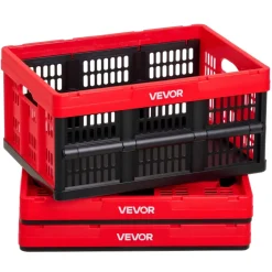 VEVOR Plastic Collapsible Storage Bins with Lids, 65L 3 Packs, Stackable Folding Storage Crates with Handles, Holds 84 lbs Per Bin, Heavy Duty Containers, Space-Saving Baskets, for Home Organizing
