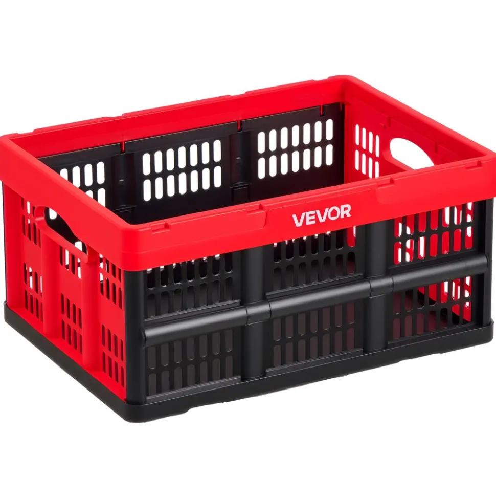 VEVOR Plastic Collapsible Storage Bins with Lids, 65L 3 Packs, Stackable Folding Storage Crates with Handles, Holds 84 lbs Per Bin, Heavy Duty Containers, Space-Saving Baskets, for Home Organizing
