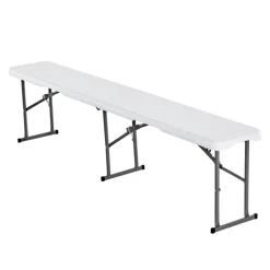 VEVOR Plastic Folding Bench, 6 ft Portable Bench for Outdoor Picnic Party Camping Dining, Foldable Smooth HDPE Seat for Garden Soccer Multipurpose Entertaining Activities, 2 Pack, 2 Carry Bags, Black