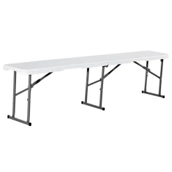 VEVOR Plastic Folding Bench, 6 ft Portable Bench for Outdoor Picnic Party Camping Dining, Foldable Smooth HDPE Seat for Garden Soccer Multipurpose Entertaining Activities, 2 Pack, 2 Carry Bags, Black