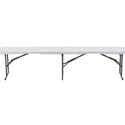 VEVOR Plastic Folding Bench, 6 ft Portable Bench for Indoor/Outdoor Picnic Party Patio Camping Dining, Foldable Smooth HDPE Seat for Garden Soccer Multipurpose Entertaining Activities, 2 Pack, White
