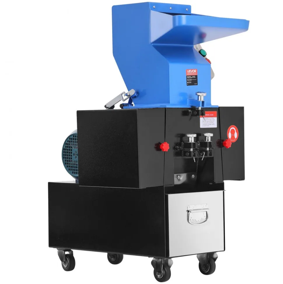 VEVOR Plastic Shredder Crusher, 3HP/2.2KW Plastic Grinder Granulator, 100-150kg/h Capacity Pulverizer Recycling Machine with Wheels, SDK-11 Blade & 6mm Mesh for PVC ABS PTFE (220V 60Hz 3-Phase)