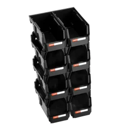 VEVOR Plastic Stackable Storage Bins, 10.9 x 5.5 x 5.1 inch (8 Pack), Plastic Containers for Organizing and Storage Bins for Closet, Garage, Small Parts, Office Supplies and Other Accessories, Black