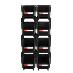 VEVOR Plastic Stackable Storage Bins, 10.9 x 5.5 x 5.1 inch (8 Pack), Plastic Containers for Organizing and Storage Bins for Closet, Garage, Small Parts, Office Supplies and Other Accessories, Black