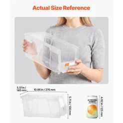 VEVOR Plastic Stackable Storage Bins, 10.9 x 5.5 x 5.1 inch (8 Pack), Plastic Containers for Organizing & Storage Bins for Closet, Garage, Small Parts, Office Supplies, Other Accessories, Transparent