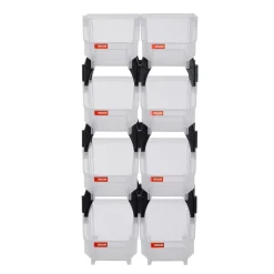 VEVOR Plastic Stackable Storage Bins, 10.9 x 5.5 x 5.1 inch (8 Pack), Plastic Containers for Organizing & Storage Bins for Closet, Garage, Small Parts, Office Supplies, Other Accessories, Transparent