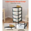 VEVOR Plastic Storage Drawers Cart, 4 Drawers Storage Organizer with Wheels, Rolling Closet Organization and Storage Dividers, Dresser Organizer Clear Bins for Office Supplies, Craft Rooms, Classrooms