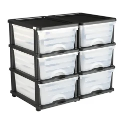 VEVOR Plastic Storage Drawers, 2 Pack Storage Organizer Drawer, 6 Drawers Closet Organization and Storage Dividers, Dresser Organizer Clear Bins for Office Supplies, Craft Rooms, Classrooms and Home