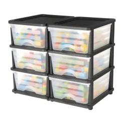 VEVOR Plastic Storage Drawers, 2 Pack Storage Organizer Drawer, 6 Drawers Closet Organization and Storage Dividers, Dresser Organizer Clear Bins for Office Supplies, Craft Rooms, Classrooms and Home