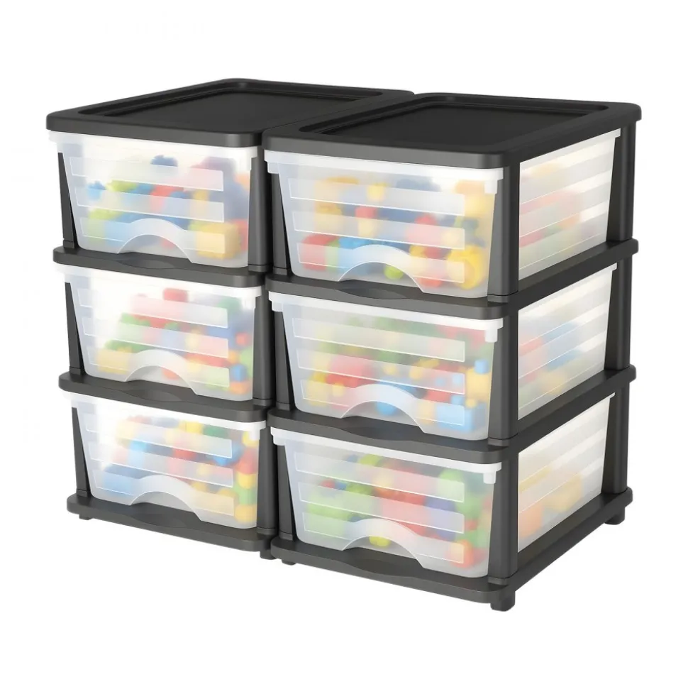 VEVOR Plastic Storage Drawers, 2 Pack Storage Organizer Drawer, 6 Drawers Closet Organization and Storage Dividers, Dresser Organizer Clear Bins for Office Supplies, Craft Rooms, Classrooms and Home