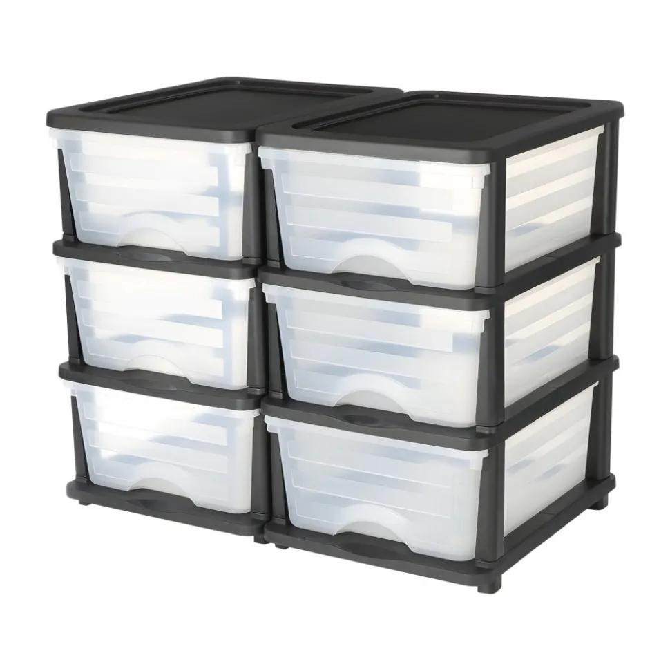 VEVOR Plastic Storage Drawers, 2 Pack Storage Organizer Drawer, 6 Drawers Closet Organization and Storage Dividers, Dresser Organizer Clear Bins for Office Supplies, Craft Rooms, Classrooms and Home