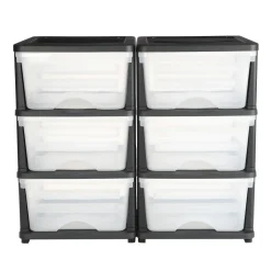 VEVOR Plastic Storage Drawers, 2 Pack Storage Organizer Drawer, 6 Drawers Closet Organization and Storage Dividers, Dresser Organizer Clear Bins for Office Supplies, Craft Rooms, Classrooms and Home