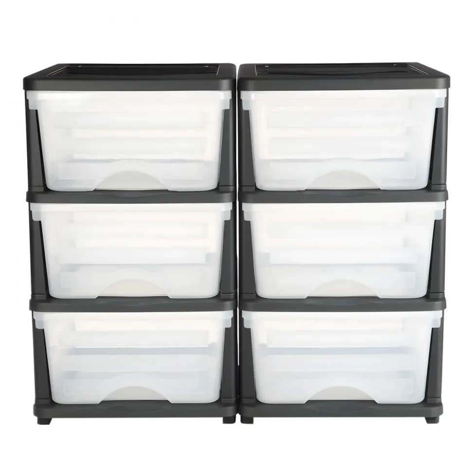 VEVOR Plastic Storage Drawers, 2 Pack Storage Organizer Drawer, 6 Drawers Closet Organization and Storage Dividers, Dresser Organizer Clear Bins for Office Supplies, Craft Rooms, Classrooms and Home