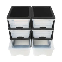 VEVOR Plastic Storage Drawers, 2 Pack Storage Organizer Drawer, 6 Drawers Closet Organization and Storage Dividers, Dresser Organizer Clear Bins for Office Supplies, Craft Rooms, Classrooms and Home