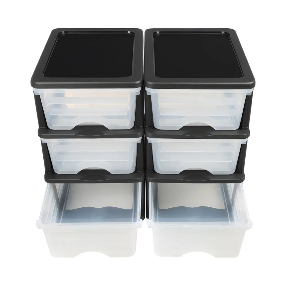 VEVOR Plastic Storage Drawers, 2 Pack Storage Organizer Drawer, 6 Drawers Closet Organization and Storage Dividers, Dresser Organizer Clear Bins for Office Supplies, Craft Rooms, Classrooms and Home