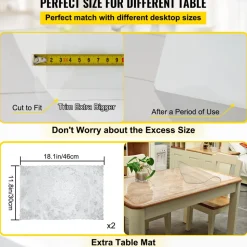 VEVOR Plastic Table Cover 40 x 72 Inch, 1.5 mm Thick Clear Table Protector, Rectangle Clear Desk Mat, Waterproof & Easy Cleaning for Office Dresser Night Stand