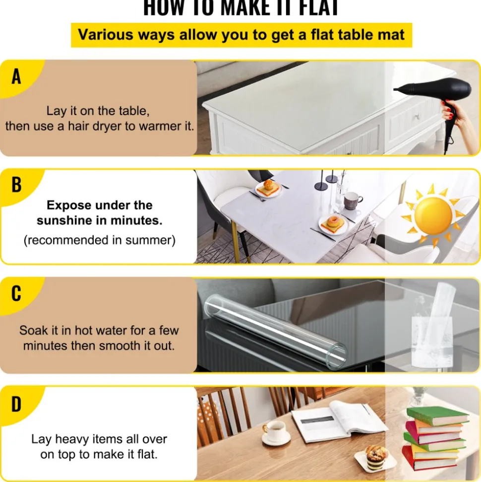 VEVOR Plastic Table Cover 42 x 78 Inch, 1.5 mm Thick Clear Table Protector, Rectangle Clear Desk Mat, Waterproof & Easy Cleaning for Office Dresser Night Stand