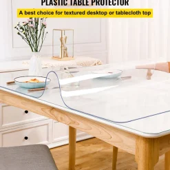 VEVOR Plastic Table Cover 42 x 78 Inch, 1.5 mm Thick Clear Table Protector, Rectangle Clear Desk Mat, Waterproof & Easy Cleaning for Office Dresser Night Stand