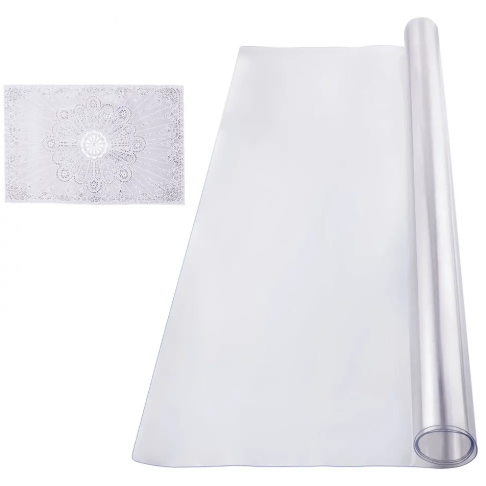 VEVOR Plastic Table Cover, 54 x 54 Inch 2.0 mm Thick Clear Table Protector, Square PVC Desk Mat, Waterproof & Easy Cleaning Desk Pad Tablecloth, for Office Dresser Dining Room Table Night Stand