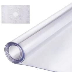 VEVOR Plastic Table Cover, 54 x 54 Inch 2.0 mm Thick Clear Table Protector, Square PVC Desk Mat, Waterproof & Easy Cleaning Desk Pad Tablecloth, for Office Dresser Dining Room Table Night Stand